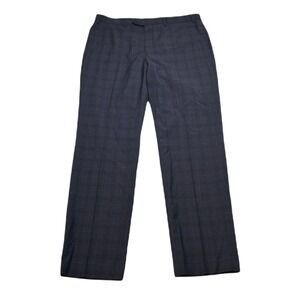 Michael Kors Modern Fit Dress Pants Mens 38x32 Plum Blue Plaid Wool‎ Blend NEW